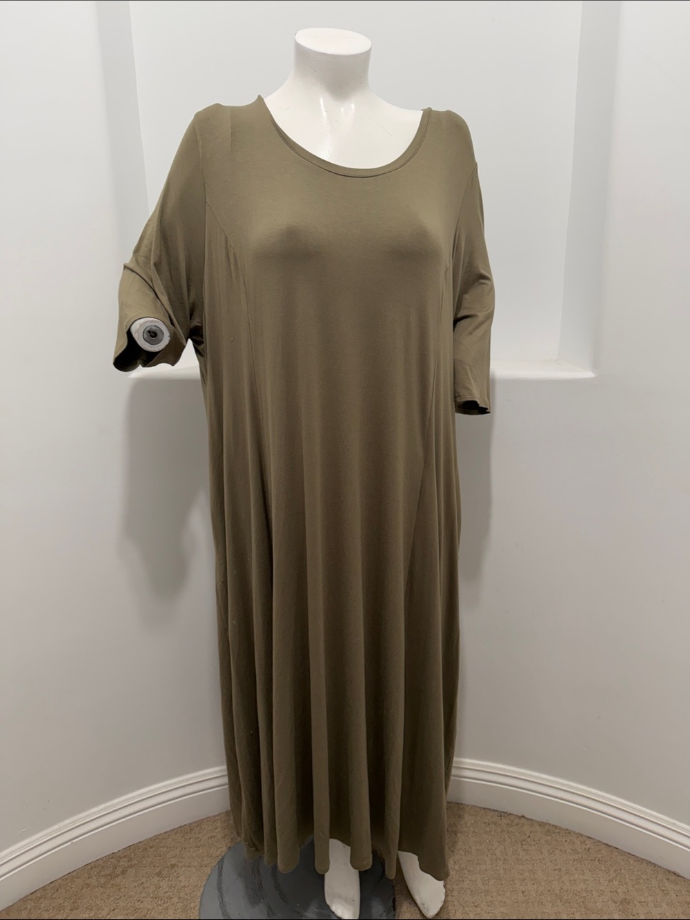 Catherine’s Olive Green Scoop Neck Women's Maxi Dress Size 4X Casual Workwear
